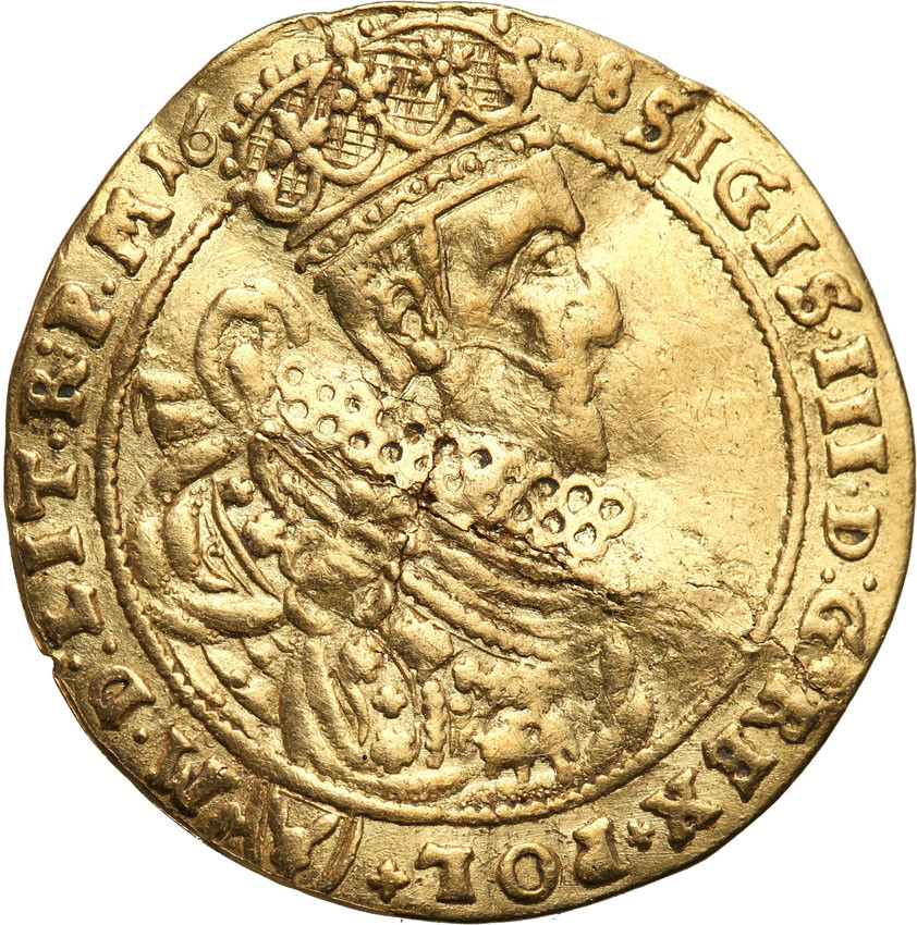 Zygmunt III Waza Dukat koronny 1628, Bydgoszcz - Odmiana z NO-SVE- RZADKOŚĆ R7-R8
